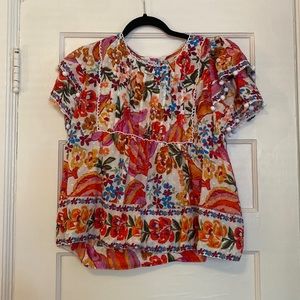 Farm Rio Spring Bananas Pinktuck Blouse